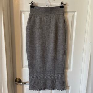 Dr. Haider Petkov Made in Vienna Fine Merino Wool Grey Pencil Midi Skirt